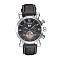 Alloy Watch Head Mechanical Watches, with PU Learther Cord Watch Band, Platinum, 260x22mm, Watch Head: 54x47.5x15mm, Watch Face: 36mm
