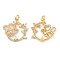 Brass Micro Pave Cubic Zirconia Pendants, Clover, Real 18K Gold Plated, 20x18x4.5mm, Hole: 3mm