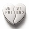 Tarnish Resistant 304 Stainless Steel Split Slide Charms, Heart with Word Best Friend, Stainless Steel Color, 12x13x3.5mm, Hole: 7.5x1mm