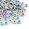 Flat Round Craft Style Opaque Acrylic Beads, Horizontal Hole, Mixed Letters, Mixed Color, 6.5x3mm, Hole: 1.5mm, about 4000pcs/500g