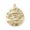 Brass Micro Pave Cubic Zirconia Pendants, with Jump Rings, Flat Round, Constellation, Colorful, Golden, Pisces, 14~15x2mm, Hole: 3mm