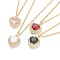 Brass Micro Pave Cubic Zirconia Pendant Necklaces, with Rhinestone and 304 Stainless Steel Cable Chains, Heart, Golden, Mixed Color, 17.72 inch(45cm)
