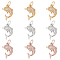 9Pcs 3 Colors Brass Micro Pave Cubic Zirconia Charms, with Jump Rings, Dolphin, Clear, Mixed Color, 14x9x2.5mm, Jump Rings: 4.8x0.8mm, 3.2mm Inner Diameter, 3pcs/color