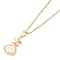 201 Stainless Steel Cable Chain Necklaces, Brass Shell Pendant Necklaces, Real 18K Gold Plated, Shell Shape, 16.14 inch(41cm)