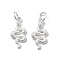 925 Sterling Silver Pendants, Snake Charms, with Jump Rings and 925 Stamp, Silver, 16.5x8x2mm, Hole: 3.5mm