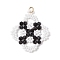 Handmade Glass Seed Beaded Rhombus Pendants, with 304 Stainless Steel Jump Ring & Imitate Austrian Crystal Bicone Glass Beads, White, 34x31.5x3.5mm, Hole: 3mm