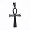 304 Stainless Steel Pendants, Ankh Cross, Gunmetal, 44.5x25.5x2.5mm, Hole: 5x9mm