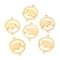 304 Stainless Steel Links Connectors, Flat Round with Elephant, Golden, 19x15x1.1mm, Hole: 1.4mm
