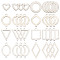 32Pcs 8 Styles Stainless Steel Connector Charms, Geometric Links, Rhombus & Heart & Square, Mixed Shapes, Stainless Steel Color, 10~24x11~16x0.5~1.5mm, Hole: 1~1.6mm, 4pcs/style