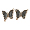 Brass Pave Faceted Glass Connector Charms, Cadmium Free & Nickel Free & Lead Free, Golden Tone Butterfly Links, Gray, 20x22x5mm, Hole: 1.2mm