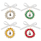 Glass with Acrylic Pendants, with Brass Ball, Christmas Wreath, Mixed Color, 70mm, 4pcs/set