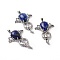 Natural Lapis Lazuli Dyed Teardrop Pendants, Key Charms, with Rack Plating Platinum Tone Brass Findings, 46x32x9~10.5mm, Hole: 7x5mm
