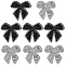 8Pcs 2 Colors Bowknot Hotfix Rhinestone Appliques, Mixed Color, 60x59x2.5mm, 4pcs/color