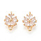Brass Pave Clear Cubic Zirconia Connector Charms, Flower Links, Cadmium Free & Nickel Free & Lead Free, Real 18K Gold Plated, 11.5~13x8.5x3.5~4mm, Hole: 1.4~1.6mm