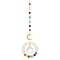 Glass Teardrop Pendant Decorations, lapis lazuli, with Chakra Gemstone Beads and Brass Moon Link, for Home Decoration, 245mm