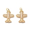 Eco-Friendly Brass Micro Pave Clear Cubic Zirconia Pendants, Lead Free & Cadmium Free, Plane, Real 18K Gold Plated, 16x13x3mm, Hole: 3.5mm