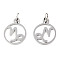 Non-Tarnish 304 Stainless Steel Charms, with Jump Rings, Polished, Flat Round with Constellation, Capricorn, 13x11x1mm, Hole: 2.5mm