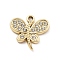 Alloy Rhinestone Pendants, UV Plated, Butterfly, Golden, 18.5x19x2.5mm, Hole: 1.8mm