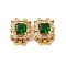 Rack Plating Square Brass Micro Pave Cubic Zirconia Box Clasps, Long-Lasting Plated, Lead Free & Cadmium Free, 2-Strand, 4-Hole, Golden, 17x13x8mm, Hole: 1mm and 1.2mm