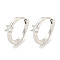 Brass Micro Pave Clear Cubic Zirconia Earrings, for Women, Real Platinum Plated, 14x2.5mm
