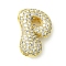 Rack Plating Brass Cubic Zirconia Pendants, Cadmium Free & Lead Free, Long-Lasting Plated, Alphabet, Letter P, 22x14.5x8mm, Hole: 4x2mm