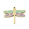 304 Stainless Steel Enamel Charms, Dragonfly Charm, Real 14K Gold Plated, Spring Green, 12x15x1mm, Hole: 0.7mm