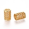 Hollow Brass Beads, Column, Real 18K Gold Plated, 18x12mm, Hole: 2mm