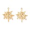 304 Stainless Steel Pendants, Sun Charm, Ion Plating(IP), Real 18K Gold Plated, 33x26x2.5mm, Hole: 2mm