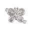 Brass Pave Clear Cubic Zirconia Connector Charms, Cadmium Free & Nickel Free & Lead Free, Butterfly Links, Platinum, 12x15x3mm, Hole: 1mm