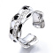 Clear Cubic Zirconia Wave Open Cuff Ring with Enamel, Brass Jewelry for Women, Cadmium Free & Nickel Free & Lead Free, Platinum, US Size 6(16.5mm)