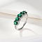 925 Sterling Silver Micro Pave Cubic Zirconia Adjustable Cuff Rings, Oval, Silver, Medium Sea Green, US Size 4 1/4~14(15~23mm)
