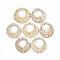 Handmade Reed Cane/Rattan Woven Pendants, For Making Straw Earrings and Necklaces, Flat Round, Antique White, 42~48x4~5mm, Inner Diameter: 17~22mm