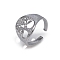 Adjustable Stainless Steel Cuff Rings, Tree of Life , Stainless Steel Color, US Size 8(18.1mm)
