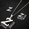 201 Stainless Steel Pendant Necklaces & Stud Earrings Sets, Letter Z, 400mm