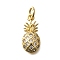 Brass Pendants, Fruit Charms, Lead Free & Cadmium Free, Long-Lasting Plated, with Jump Ring, Pineapple, 16x7.5x3.5mm, Hole: 3.5mm