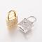 Brass Micro Pave Cubic Zirconia Pendants, Padlock, Mixed Color, 18.5x11.5x6mm, Hole: 5.5x6.5mm