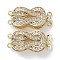 Brass Micro Pave Clear Cubic Zirconia Box Clasps Knot, Cadmium Free & Nickel Free & Lead Free, Real 18K Gold Plated, 22x10x6mm, Hole: 1mm
