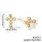 Brass Pave Clear Cubic Zirconia Stud Earrings, Golden, Cross, 12x9mm