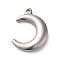 Non-Tarnish 304 Stainless Steel Pendants, Crescent Moon Charms, Stainless Steel Color, 22x16.5x4mm, Hole: 1.5mm