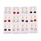 304 Stainless Steel Earlobe Plugs, Screw Back Earrings, with Glass, Heart, Golden, Mixed Color, 12.5mm, Pin: 1mm
