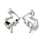 Alloy Pendant, with Glass, Platinum, Lead Free & Cadmium Free, Heart Charm, Black, 33.5x20x5.5mm, Hole: 1.4mm