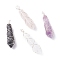 Natural Faceted Gemstone Pointed Pendants, with Silver Tone Copper Wire Wrapped, Bullet, 38.5x10x9.5mm, Hole: 4mm