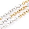 Two Tone 304 Stainless Steel Cable Chains, with Spool, Textured, Unwelded, Golden & Stainless Steel Color, 4.5x3x0.7mm, 32.8 Feet(10m)/roll