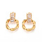 Brass Micro Pave Cubic Zirconia Pendants, Ring, Nickel Free, Long-Lasting Plated, Real 18K Gold Plated, 20.5x14x5.5mm, Hole: 1.4mm