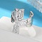 304 Stainless Steel Open Cuff Rings, Cross with Vortex, Stainless Steel Color, 24mm, Inner Diameter: Adjustable