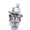 304 Stainless Steel Pendants, Skull, Antique Silver, 35x23x14mm, Hole: 5x8mm