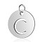 Non-Tarnish 304 Stainless Steel Charms, Flat Round with Letter, Stainless Steel Color, Letter.C, 12x1mm, Hole: 2.5mm