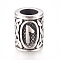 304 Stainless Steel European Beads, Large Hole Beads, Column with Runes/Futhark/Futhor, Antique Silver, 13.5x10mm, Hole: 6mm