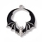 Alloy Enamel Pendants, Bat Charm, Platinum, Black, 28x24x3mm, Hole: 1.8mm