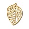 Brass Pendants, Leaf, Real 18K Gold Plated, 32x22x1mm, Hole: 1mm